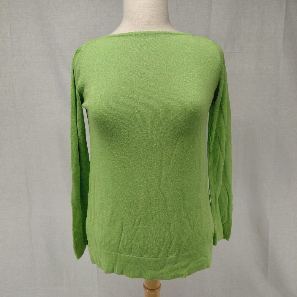 Vintage Benetton lime green boat neck LS sweater SZ small - Picture 4 of 9